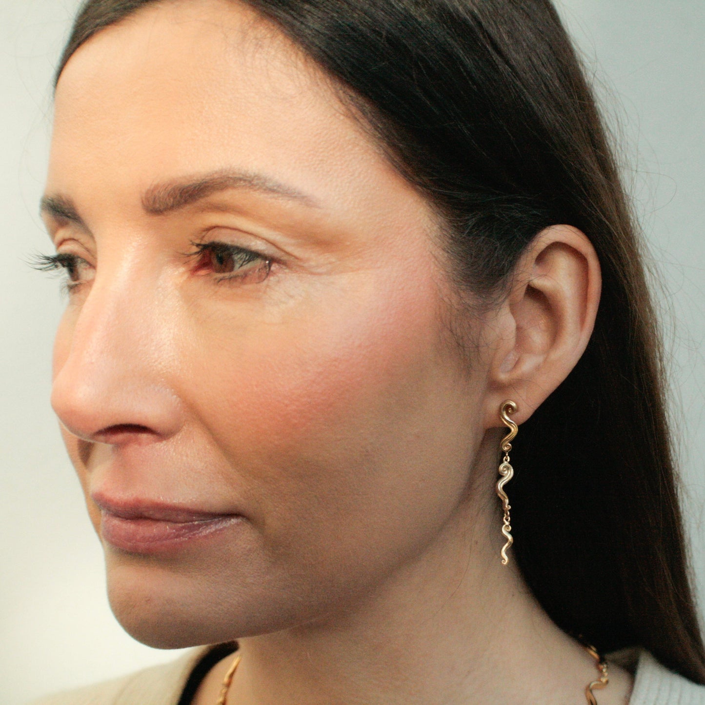 Swirl Chain Earrings - Gold Plated