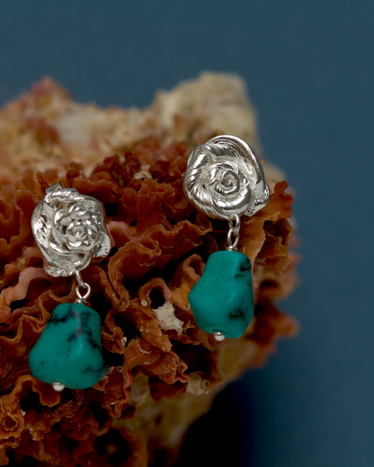 Root Rose Turquoise Tiny Øreringe