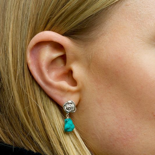 Root Rose Turquoise Tiny Øreringe