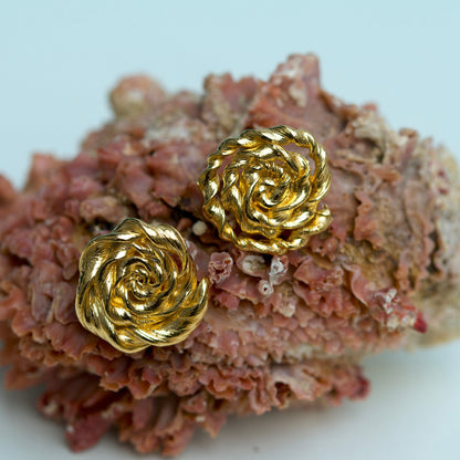 Golden Root Floral Twirl Earrings