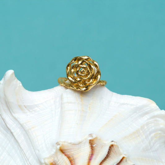 Golden Large Rose Ring (Size 57)