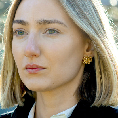 Golden Root Floral Twirl Earrings