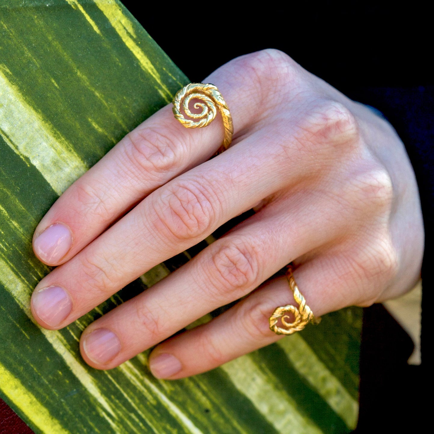 Golden Large Spiral Ring (Size 55)