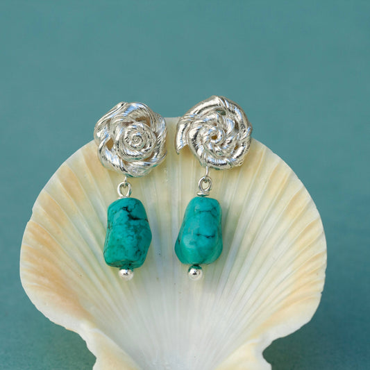 Root Rose Turquoise Earrings 2