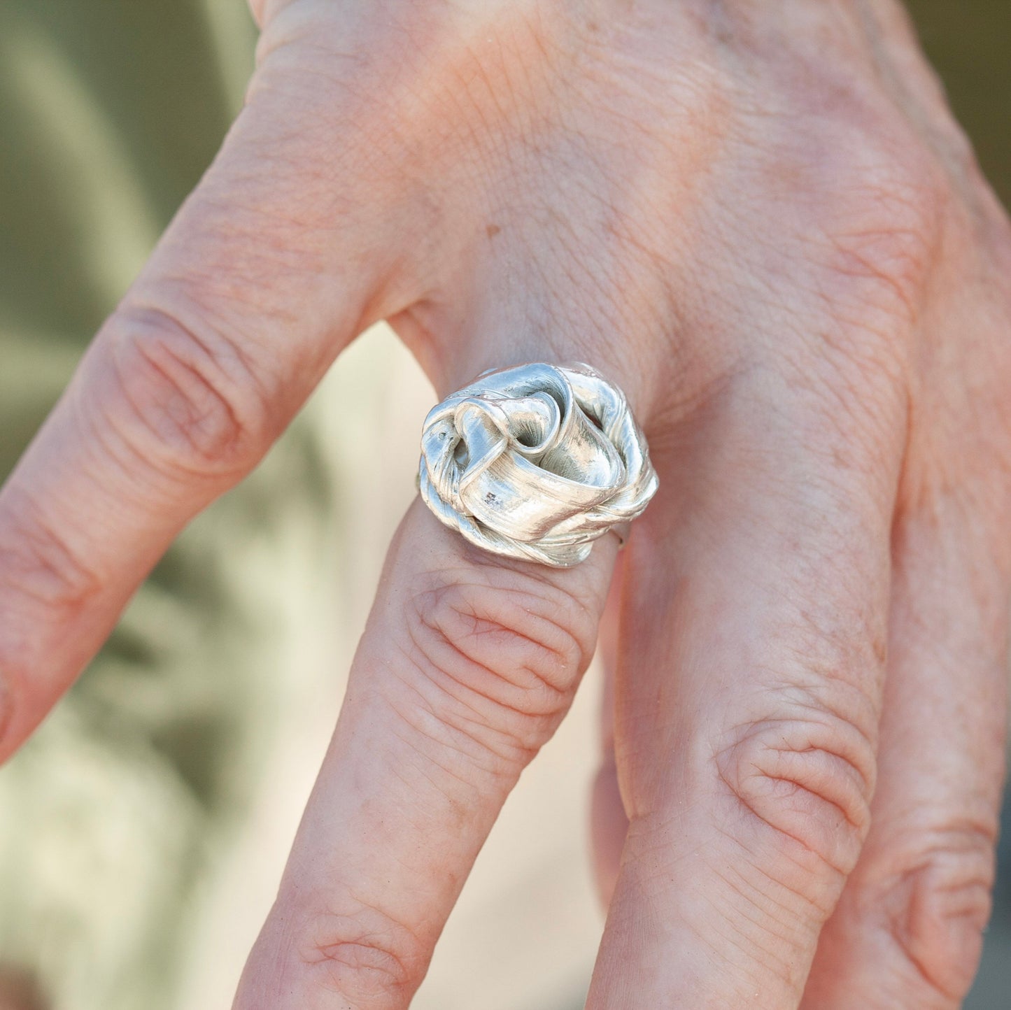 Root Rose Large Silver Ring (52)