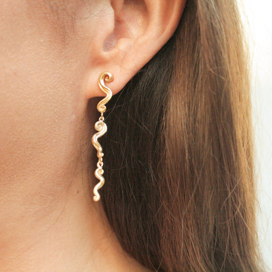 Swirl Chain Earrings - Gold Plated